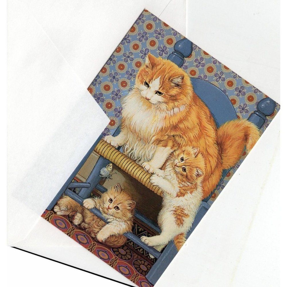 Cat Lovers Greeting Card Gold Hair Mommy Cat Kittens Blank Cats Cards Collection - Picture 2 of 2